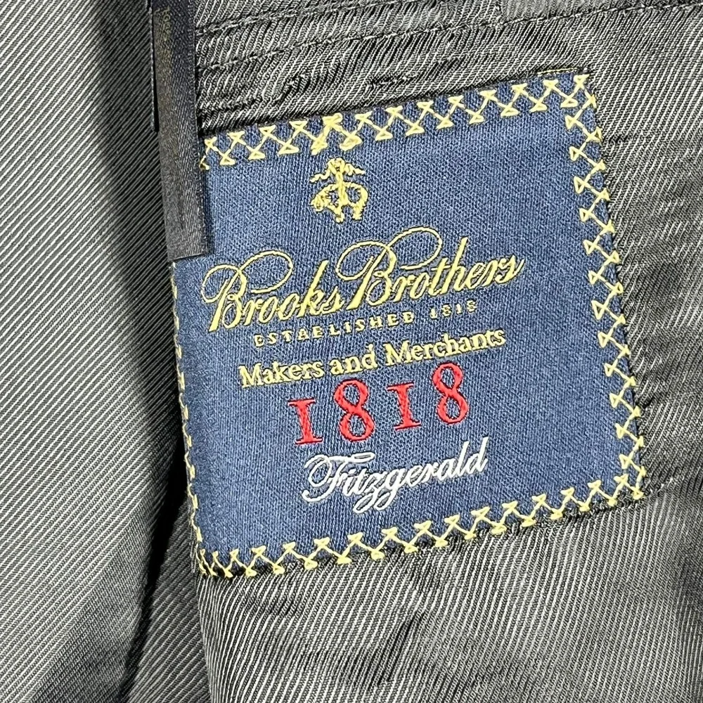 Brooks Brothers 1818 Fitzgerald Blazer Mens 40S Charcoal Grey Pinstripe Wool USA
